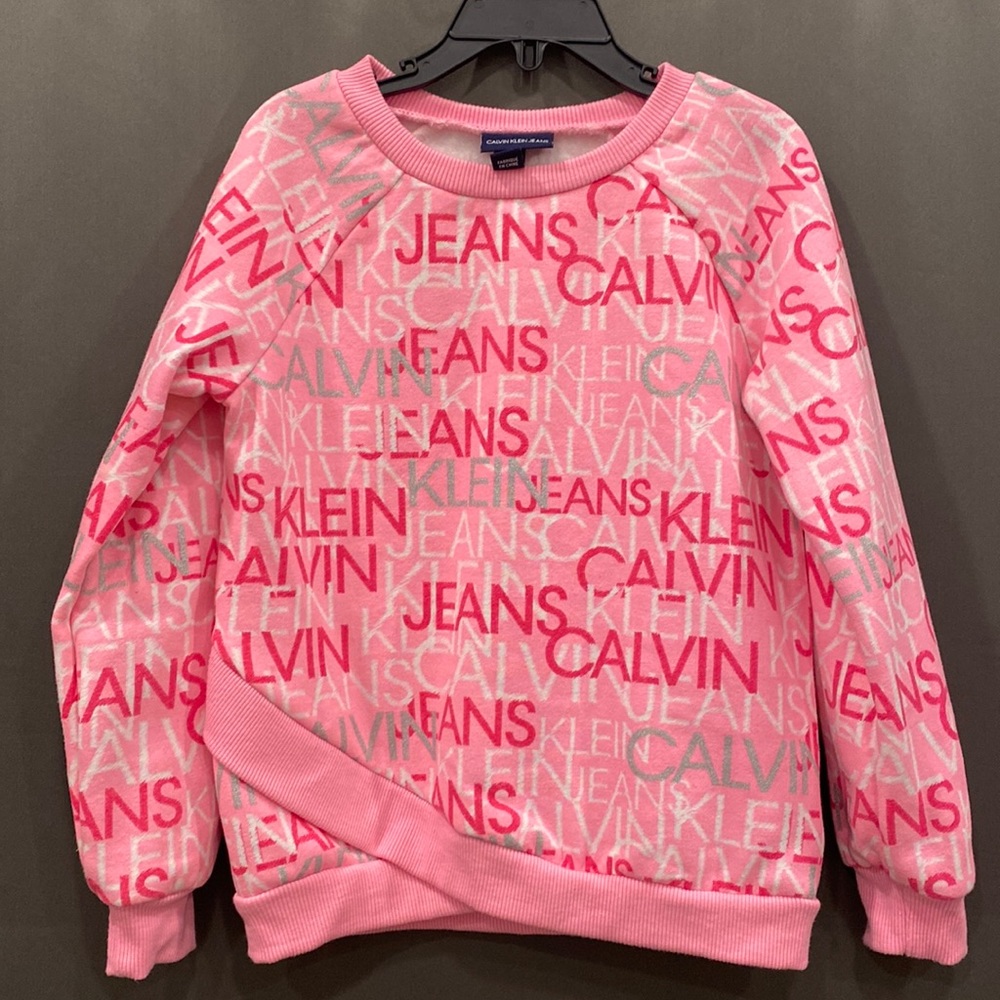Calvin Klein Girls pink and white sweatshirt size 6